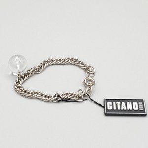 Gitano Mens Silver Tone Metal Chain Link Fashion Bracelet Spring Ring Size 6 3/4